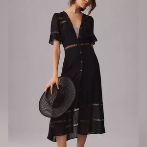 Reformation Woodson Midi Dress in Black